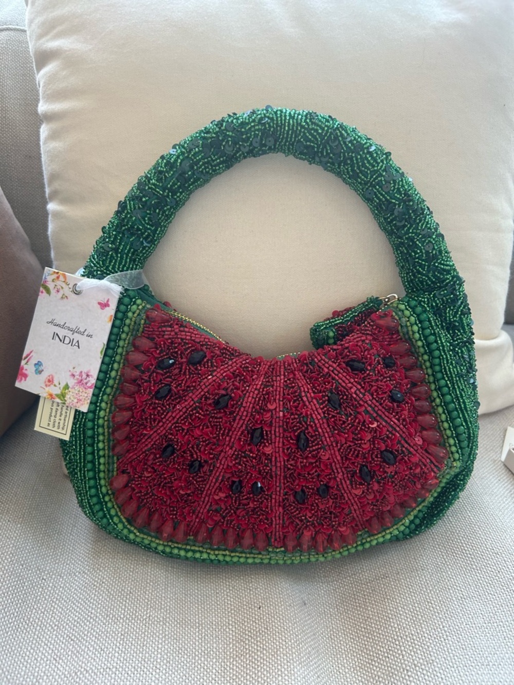 Viral watermelon Handcrafted Beaded Women’s Shoulder Bag